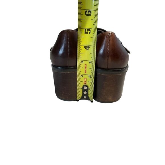 Bandolino Alanta Brown Leather Buckle Monk Strap Stacked Heel Shoes Size 9 - Picture 13 of 13